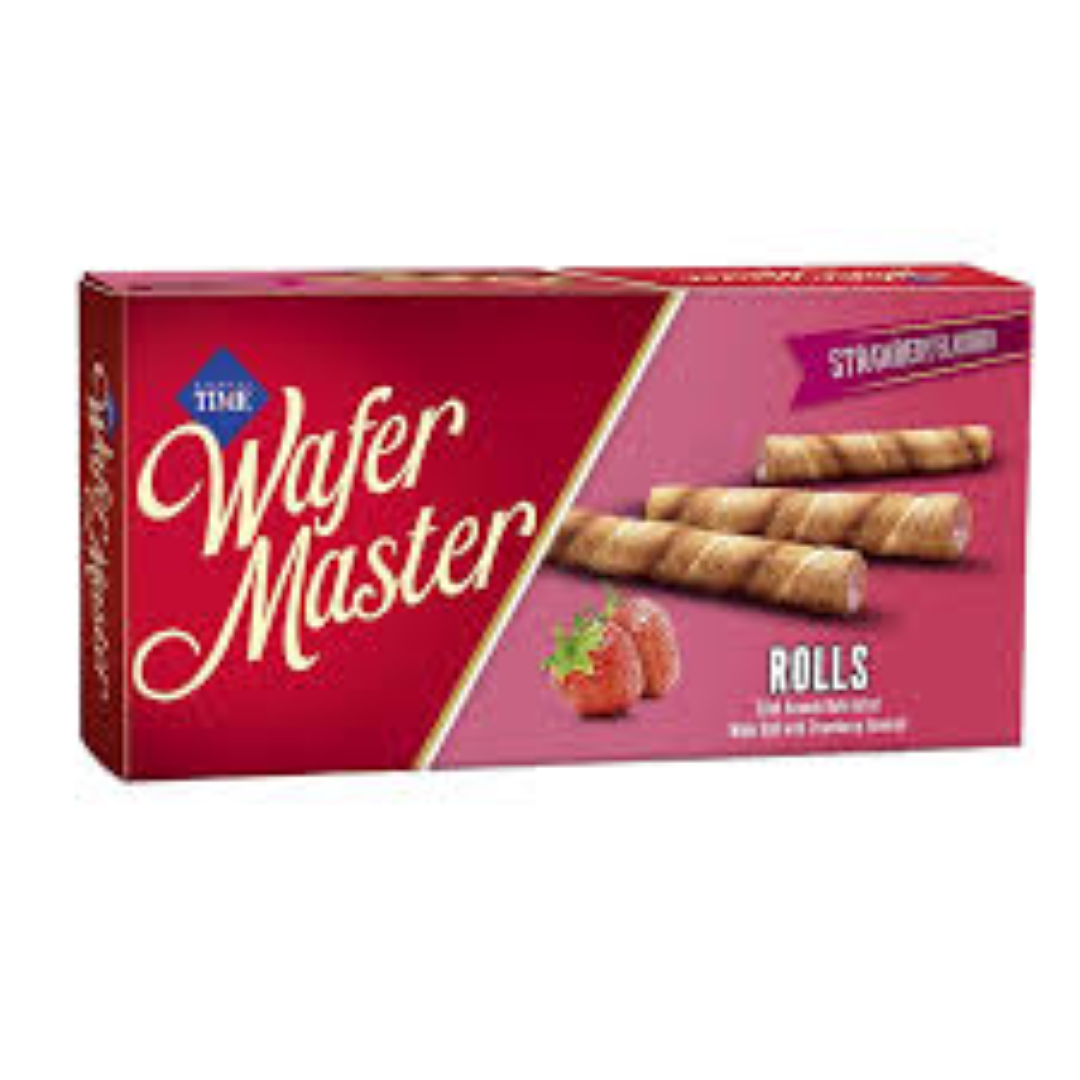 WAFER MASTER STRAWBERRY FLAV ROLLS 65G